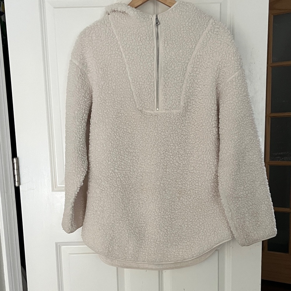 H&M Oversized Sherpa Teddy Hooded Fleece Pullover 1/4 zip jacket sz small